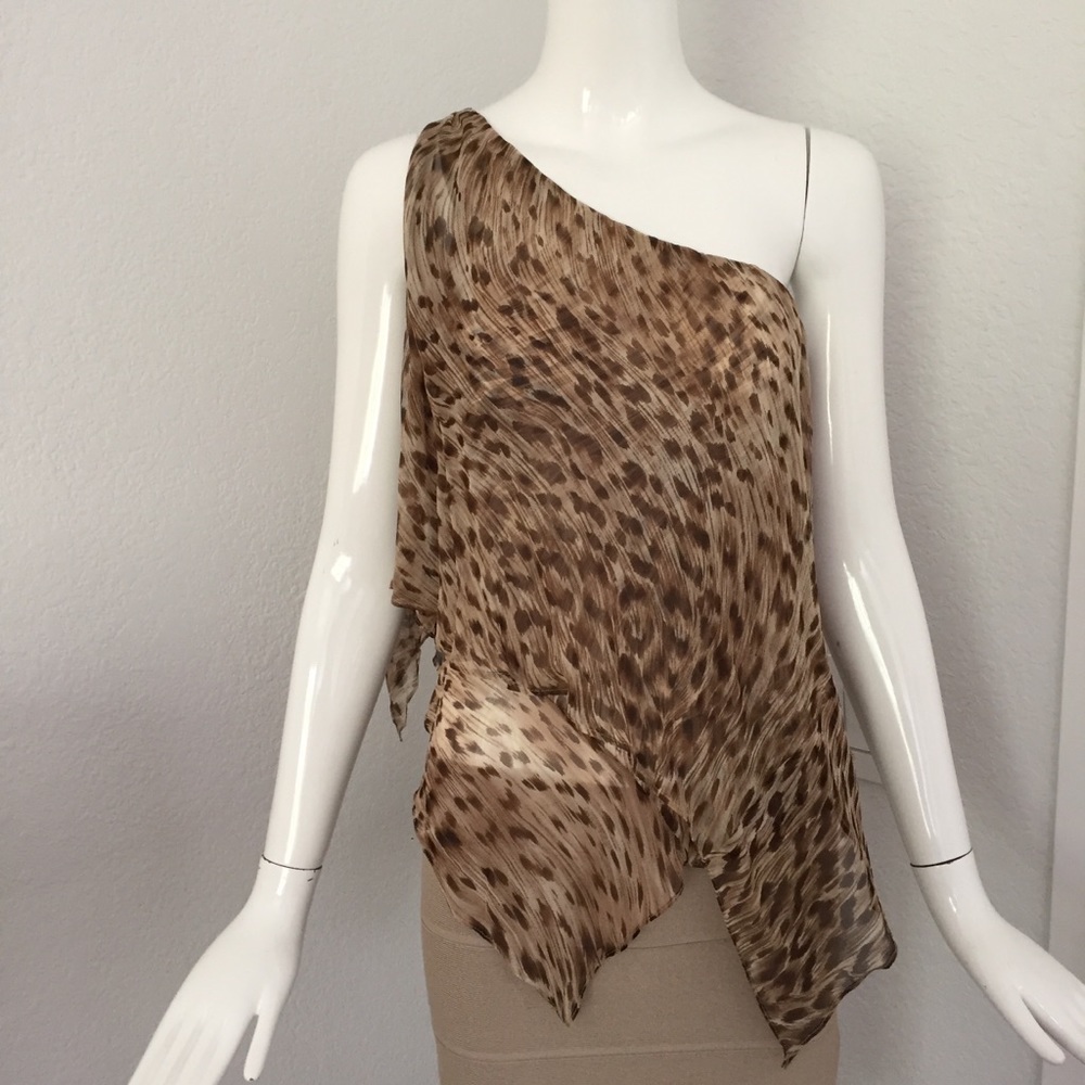 animal print single shoulder draped silk